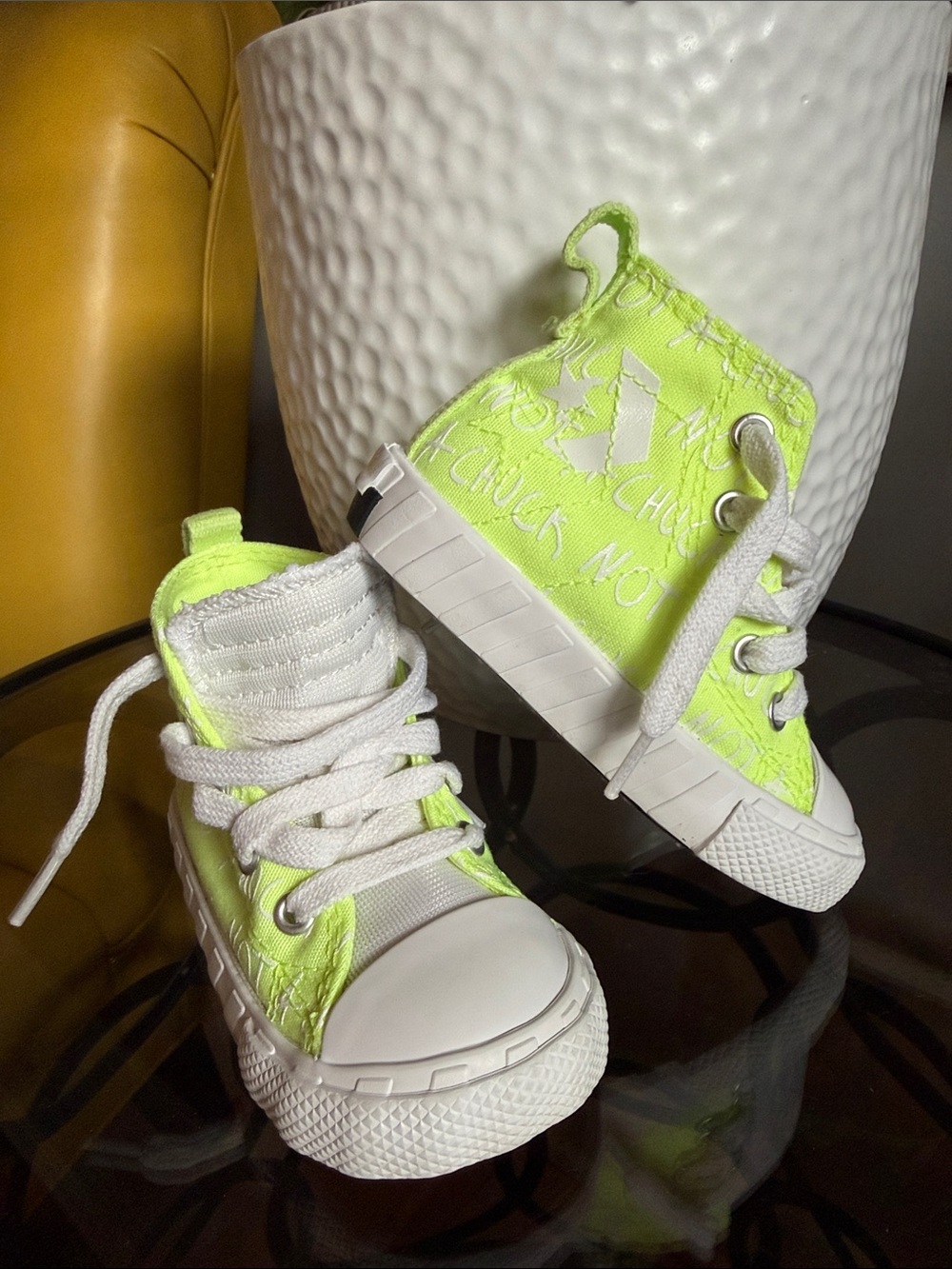 Converse Kids High-Top Sneakers in Neon Lime with White Accents